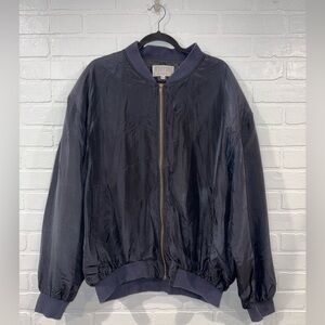 Vintage Whitby 100% Silk 90’s Navy Bomber Jacket Unisex